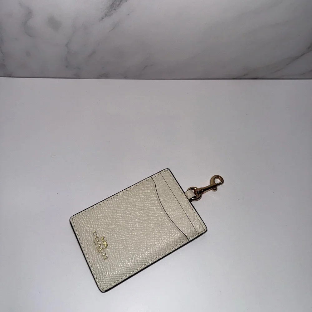 Coach Ivory Card Holder with Gold Clip
